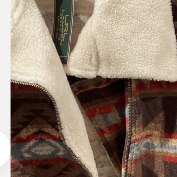 RALPH LAUREN JEANS ZIP UP CROPPED MOTO AZTEC JACKET SIZE US L - Picture 9 of 9